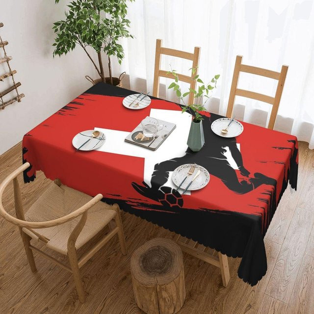 JINGYUE Pet Tischdecke mit Schweizer Flaggen-Design, wasserabweisend und waschbar, rot, B/T: 137 x 183 cm - Bild 1