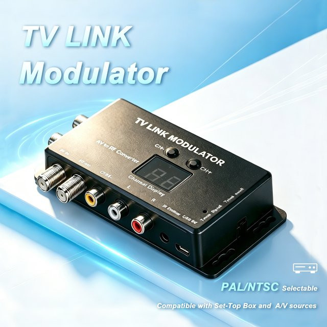 Tuoying AV zu RF TV Link Modulator mit IR-Fernbedienung Range Extender für analoges TV in Schwarz - Bild 1