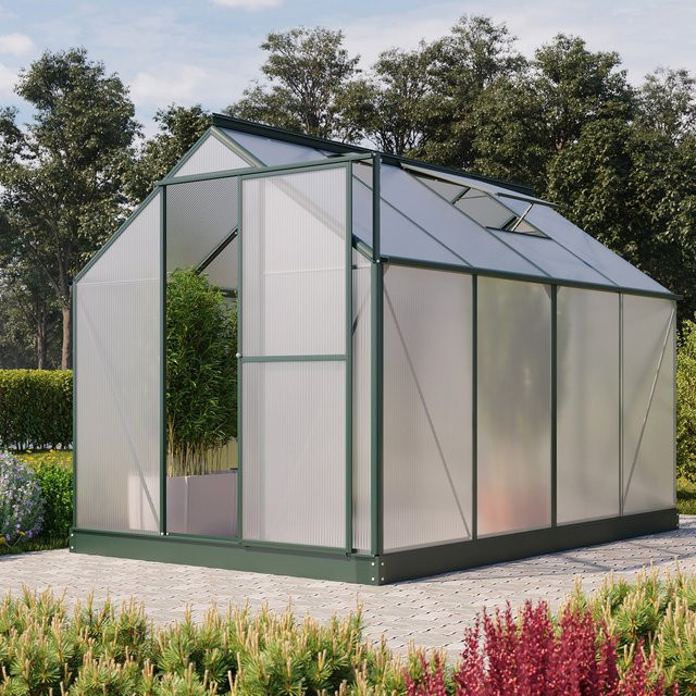 Vitavia Gewächshaus Eos 6000 in Smaragdgrün mit 6,0 m² Fläche, Polycarbonat-Platten und Schwingtür - Bild 1
