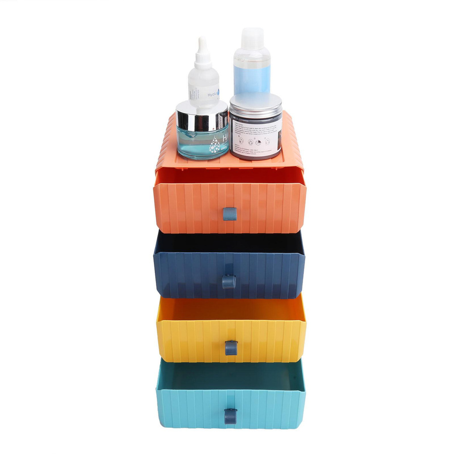 CosyHome Set aus 4 stapelbaren Aufbewahrungsboxen aus Kunststoff für Schreibtisch und Büro in Multicolor - Bild 2