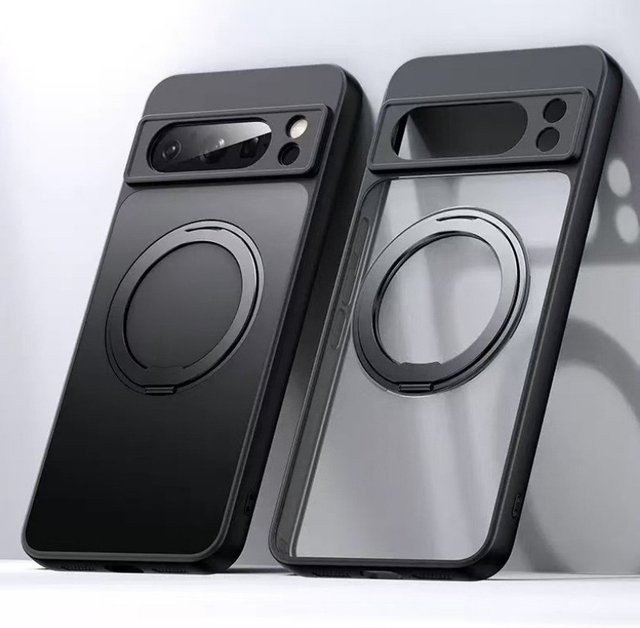 Magnetische MagSafe Schutzhülle für Google Pixel 10 11 9 8 7 6 Pro XL mit 360 Grad drehbarem Standfuß in Schwarz - Bild 1