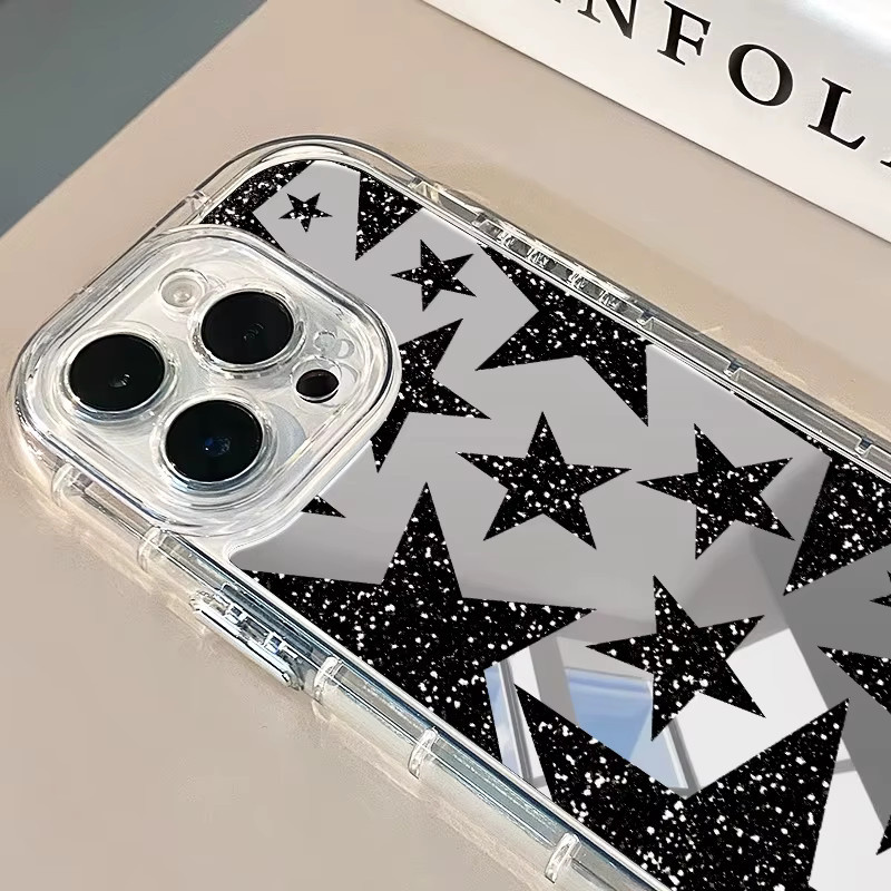 DecoPhone Sturzsichere Handyhülle mit glänzenden Sternen und Spiegel-Effekt für iPhone 11 bis iPhone 17 Pro Max, Transparent - Bild 2