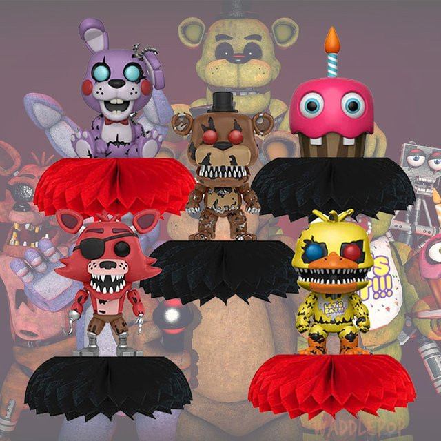 Five Nights at Freddy's Partydeko Set mit 5 Waben-Tischdekorationen in Mehrfarbig für deine Geburtstagsparty - Bild 1