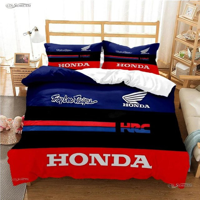 Softura HRC-HONDA Motorradlogo Bettwäsche-Set mit Bettbezug und Kissenbezügen, Rot, B/T: 200 x 200 cm - Bild 1