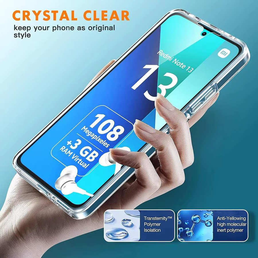 Stoßfeste 360-Ganzkörper-Silikonhülle für Xiaomi Redmi Note 13 12 11 10 9 Pro Max 5G sowie 13C 12C 10C 9A 9C in Transparent - Bild 4
