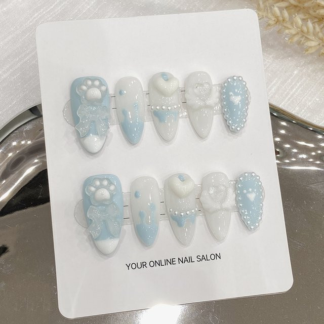 YADORNOS Künstliche Nägel zum Aufdrücken, hellblau, glänzend, Unisex - Bild 1