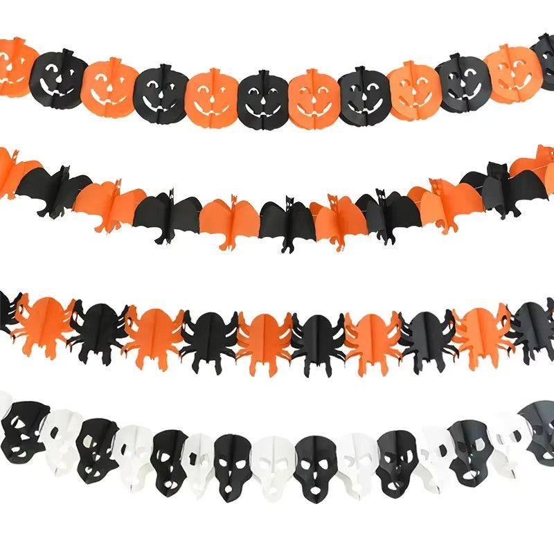 3M Halloween-Dekoration aus Öko-Papier mit Kürbis, Fledermaus und Spinne in Schwarz-Orange - Bild 7