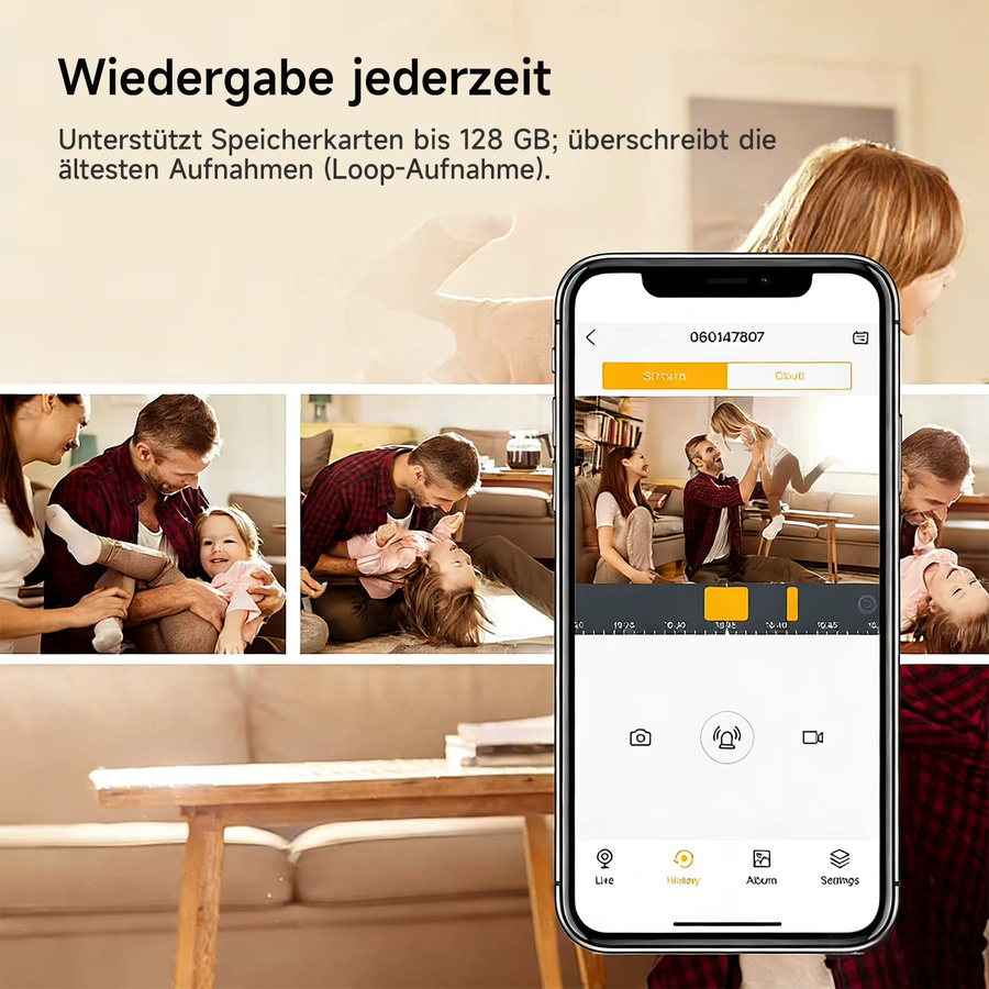 IWFCAM Mini Überwachungskamera 1080P mit Zwei-Wege-Audio, Nachtsicht, Bewegungserkennung und App-Steuerung in Weiß - Bild 3