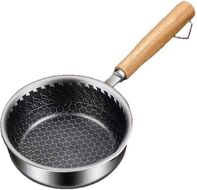 Shengshijieda Mini-Bratpfanne aus Edelstahl mit Antihaftbeschichtung und Ausgießer, Silber, Durchmesser: 13 cm - Bild 1
