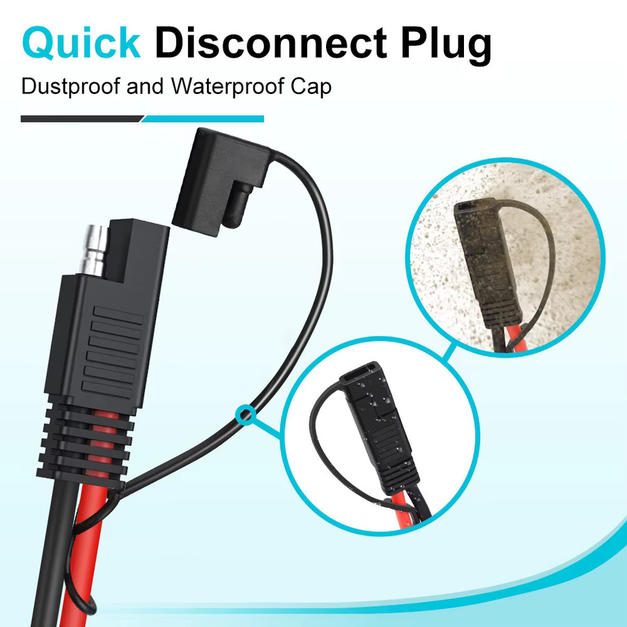 SAE Kabel Verlängerungsadapter mit Sicherung und O-Stecker, 16AWG Terminal Quick Release, Farbe: Rot - Bild 4