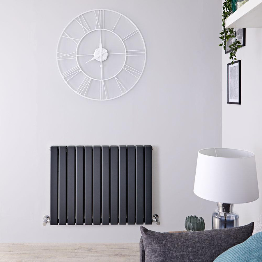 Hudson Reed Design Heizkörper Delta Horizontal Doppellagig Anthrazit B: 84,0 cm, H: 63,5 cm - Bild 1