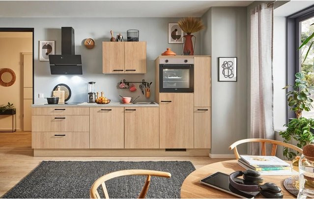 PINO Küchenzeile Eiche Aviva mit 1 Geräteschrank und 1 Apothekerschrank, Breite: 280 cm - Bild 1