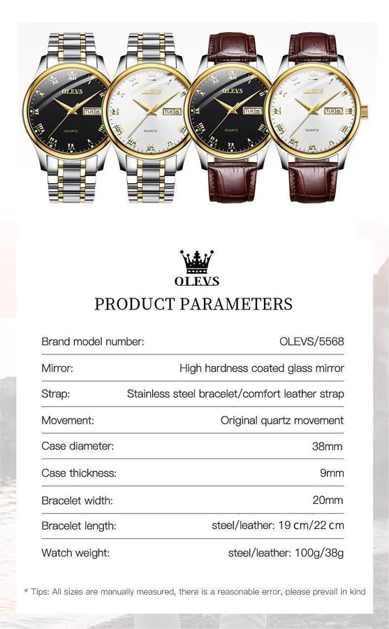 OLEVS Armbanduhr Quarz, Edelstahl, Bicolor, Schwarz, Herren - Bild 5