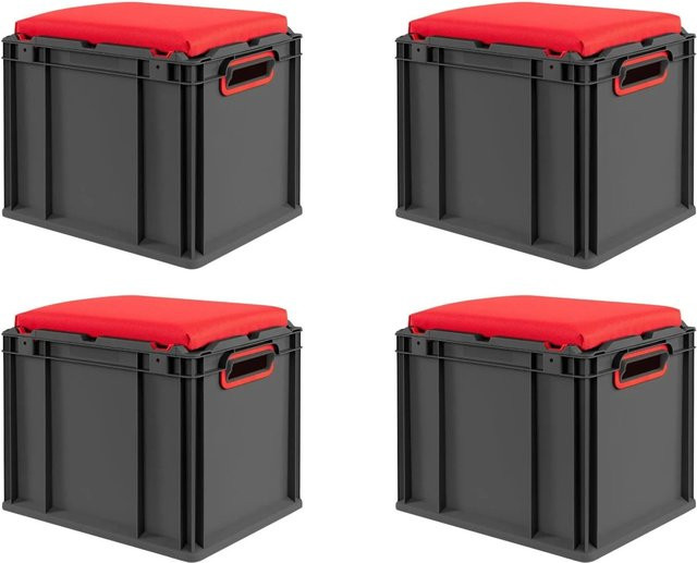 PROREGAL Sparset 4x Eurobox Nextgen Seat Box in Rot-Schwarz, H x B x T: 36,5 x 30 x 40 cm - Bild 1