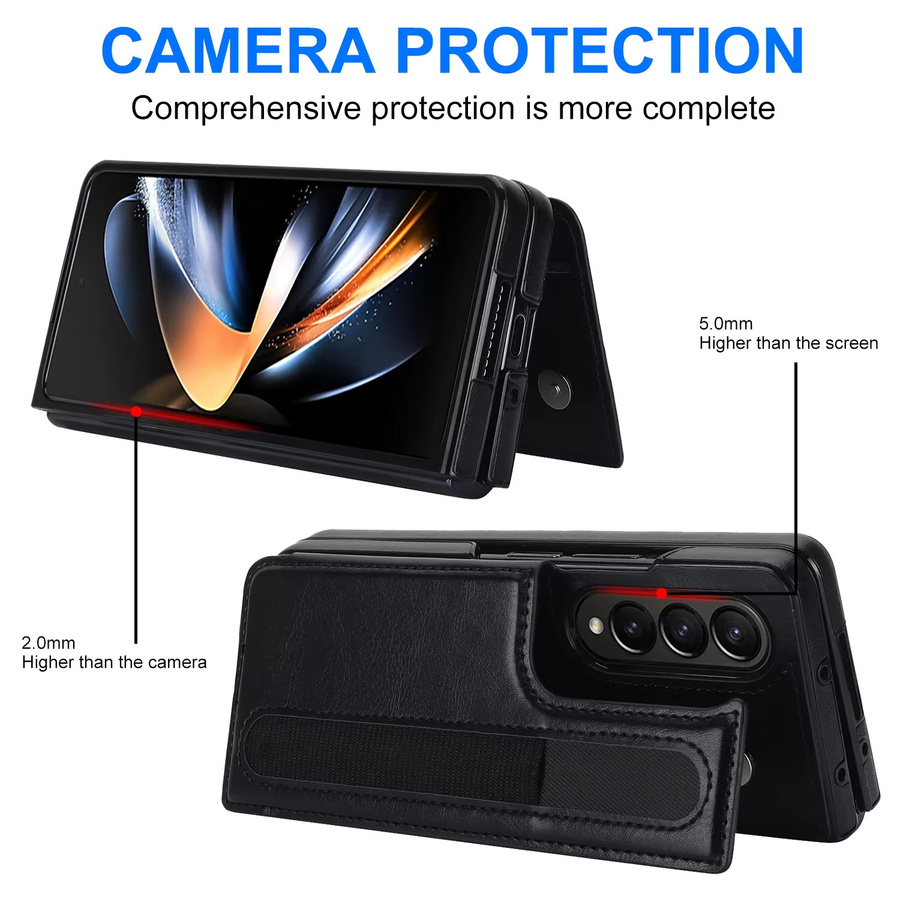 PU-Leder Geldbörsen-Handyhülle für Samsung Galaxy Z Fold 7 6 5 4 3 mit Kartenhalter und Stiftschlitz, stoßfeste Standabdeckung in Schwarz oder Braun - Bild 4