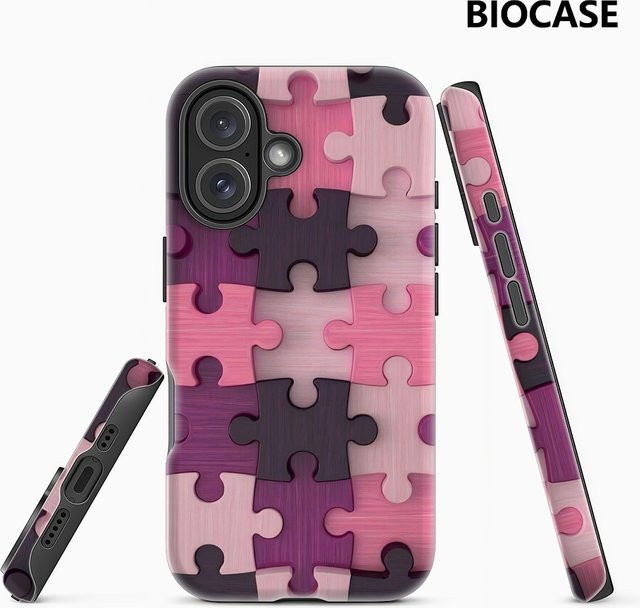Rosa Puzzle-Mosaik Handyhülle für Apple iPhone mit doppelschichtiger Rückseite - Bild 1