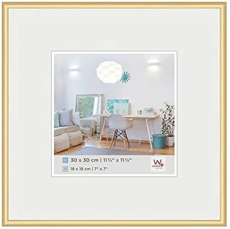 Walther Design Kv330g New Lifestyle Kunststoff-Fotorahmen mit Passepartout in Gold, B/H: 30 x 30 cm - Bild 1