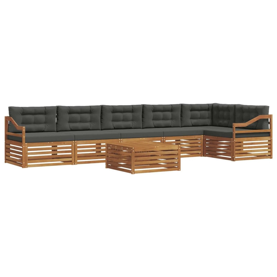vidaXL Outdoor-Sofagarnitur 7-teilig aus Akazienholz mit Kissen in Anthrazit und Natur - Bild 2