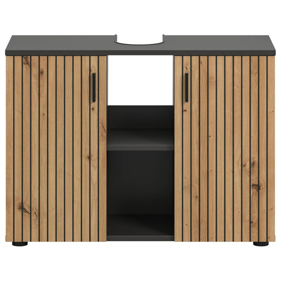 Waschbeckenunterschrank Mone von xonox.home in Basalt und Artisan Oak Nachbildung, modern und wandmontiert, B/H/T: 80 x 59 x 30 cm - Bild 3