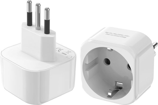 HITRENDS Italienischer Steckeradapter für EU-Geräte, 2 Stück, Weiß - Bild 1