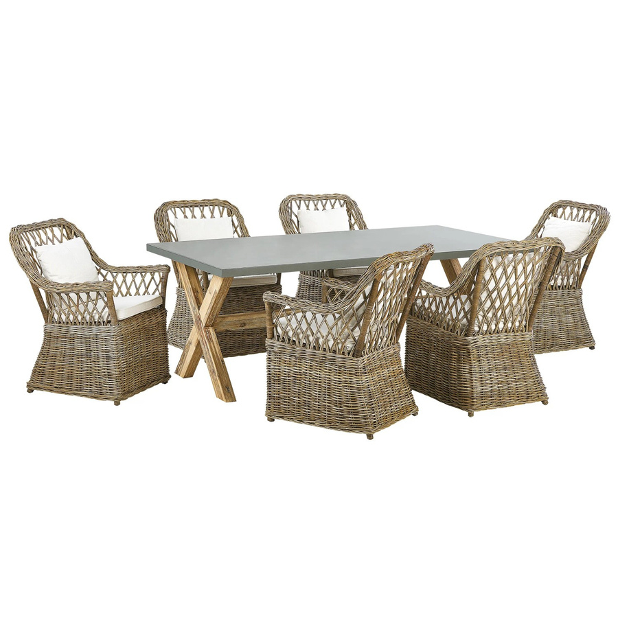 Beliani Gartentisch Set MAROS/OLBIA in Naturfarben Grau Beige Weiss, B/T/H: 200 x 100 x 90 cm - Bild 2