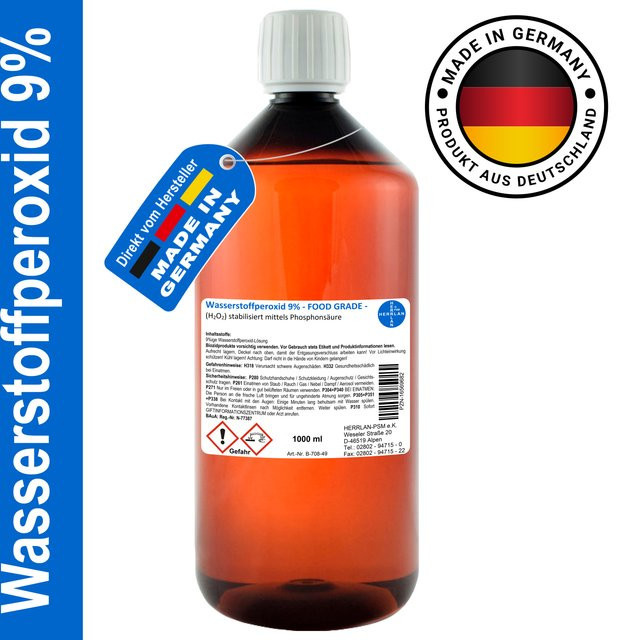 HERRLAN Wasserstoffperoxid 9% Food Grade zur Wasserpflege und Desinfektion - Bild 1