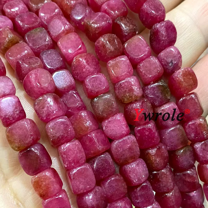 YWROLE Abstandsperlen Chalcedon, Rubellit, Morganit, 8x8mm, Unisex - Bild 2