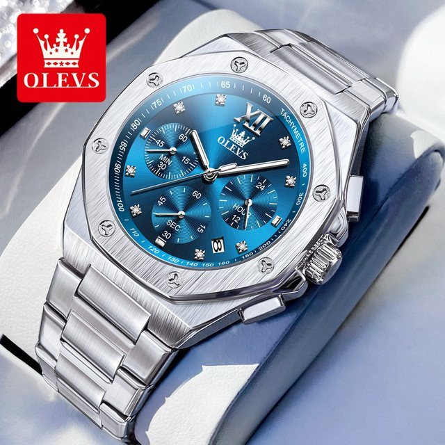 OLEVS Chronograph, Quarzuhr, Gold, Edelstahl, Herren - Bild 1