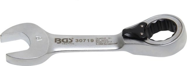 BGS Ratschenring Maulschlüssel kurz umschaltbar aus Chrom-Vanadium in Silber, Schlüsselweite 19 mm - Bild 1