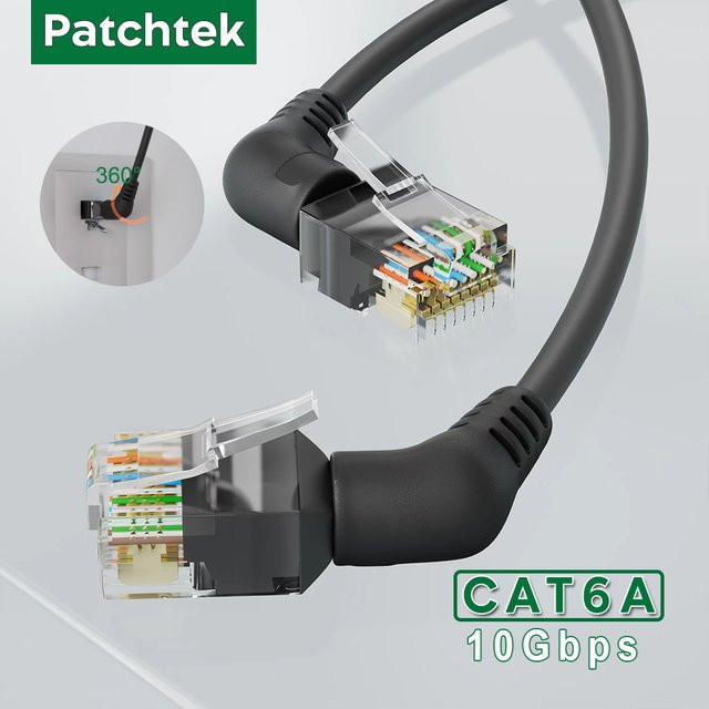 PATCHTEK Cat6A Slim Ethernet LAN Kabel RJ45 Schwarz - Bild 1