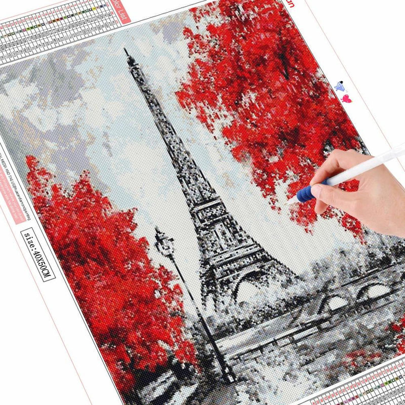 FIYO Diamond Painting Set Eiffelturm Landschaft in Hellblau, B/H: 30 x 20 cm - Bild 4