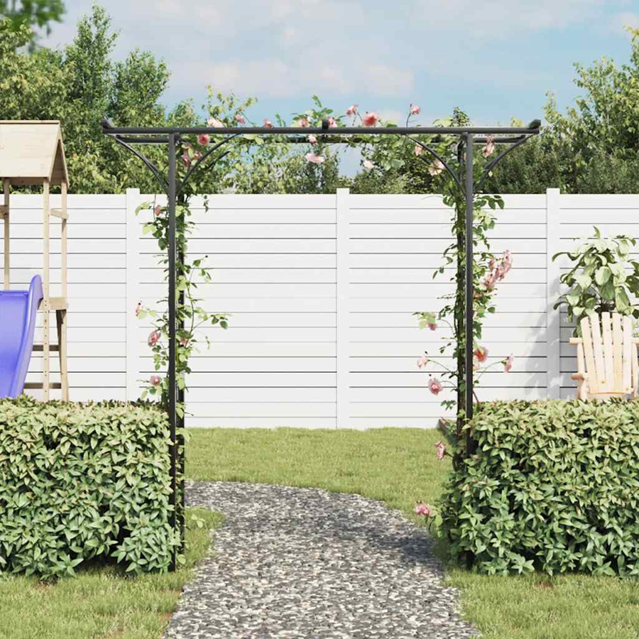 vidaXL Gartenpergola aus Eisen in Schwarz, B/T/H: 200 x 52 x 204 cm - Bild 4