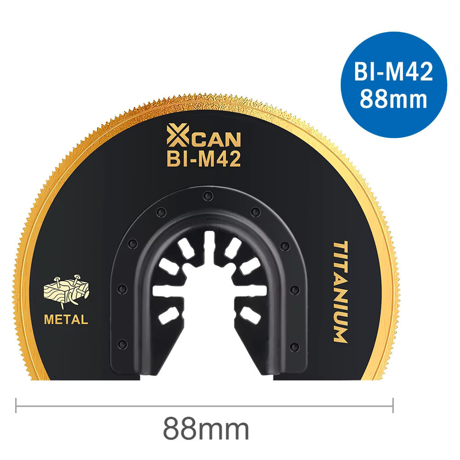 XCAN Oszillierende Sägeblätter Titanbeschichtet, Halbrund, 88 mm für Holz, Metall und Kunststoff - Bild 5