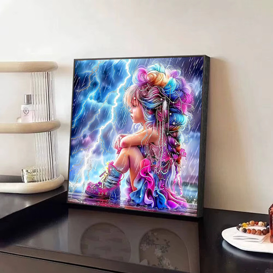 Huacan Diamond Painting für Kinder mit Lightning Motiv als dekorative Landschafts-Mosaik-Kunst in Multicolour, B/T/H: 20 x 20 x 20 cm - Bild 3