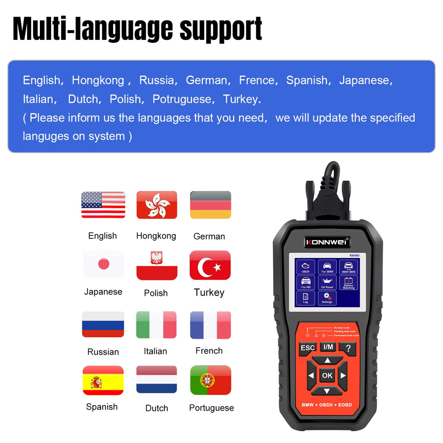 KONNWEI KW480 OBD2-Scanner Kfz-Codeleser mit Öl- und TPMS-Reset in Schwarz - Bild 6