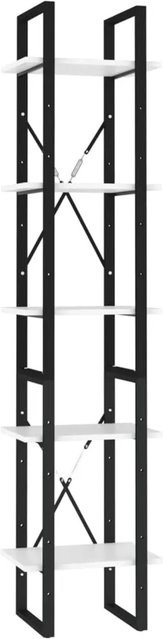 vidaXL Bücherregal im Industrial-Design aus MDF und Metall, Weiß, B/T/H: 40 x 30 x 175 cm - Bild 1