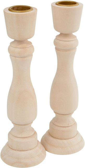 VBS Kerzenständer aus Pappelholz in Beige für Stabkerzen zur Weihnachtsdekoration - Bild 1