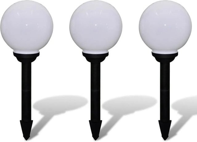 vidaXL Solar-Wegeleuchten Set aus 3 Stück, LED Kugelform mit Erdspieß, warmweiß, Höhe: 20 cm - Bild 1