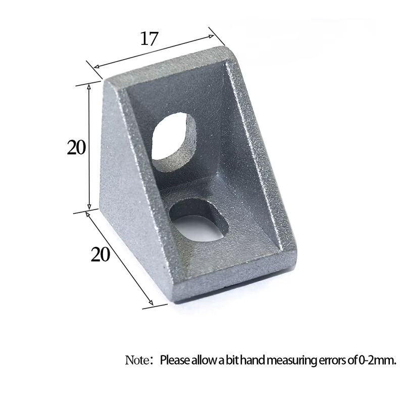 NERISXB Aluminiumprofil-Eckhalterung Serie 2020, L-förmiger rechtwinkliger Verbinder aus Stahl in Silber für Aluminium-Strangpressprofile mit 6 mm Schlitz - Bild 3