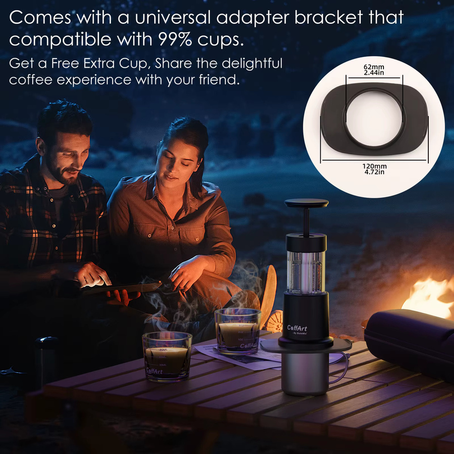 BioloMix 2-in-1 Tragbare Kaffeemaschine in Schwarz für Nespresso Original Kapseln und gemahlenen Kaffee mit Handpresse - Bild 5