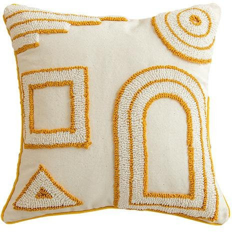 JMG Clothing Boho Kissenbezug mit goldenem Sonnenmotiv in Beige und Gold, Samt-Optik mit Fransen, B/H: 30 x 50 cm - Bild 1