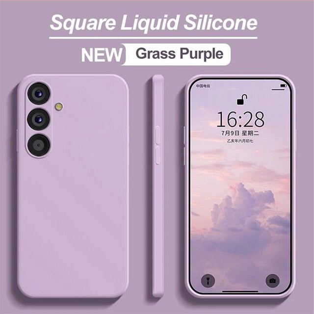 Stoßfeste Flüssigsilikon-Schutzhülle für Samsung Galaxy A52S 5G, A53, A54, A73, S23 FE, S24 Ultra Plus in Lila - Bild 1