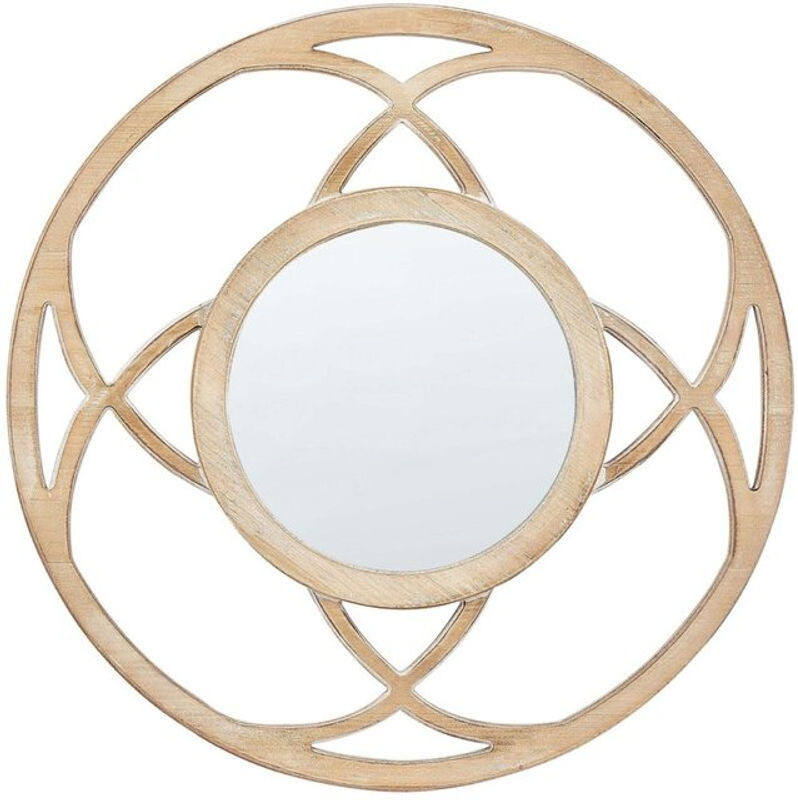 Runder Wandspiegel Iztapalapa von BELIANI in Skandinavischem Design, Durchmesser: 60 cm, Holz und Glas, Natur/Braun/Weiß - Bild 1