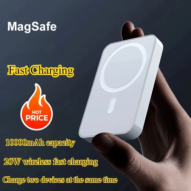 MagSafe-kompatible 20W Powerbank mit 10.000 mAh und Magnetverschluss in Weiß, kabelloses Schnellladen für iPhone 15 Pro Max und 16 Pro - Bild 3