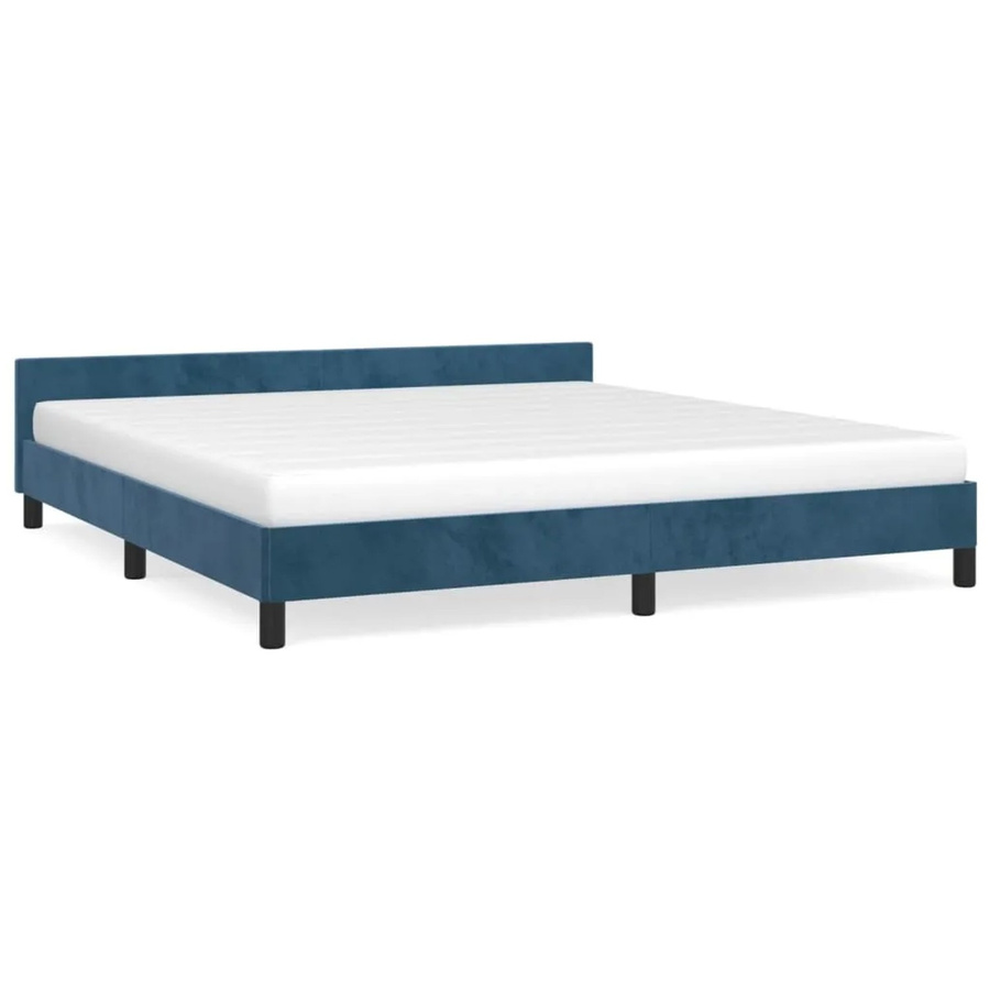 vidaXL Bettgestell mit Kopfteil aus Samt in Dunkelblau B/T/H: 160 x 200 x 163 cm - Bild 2