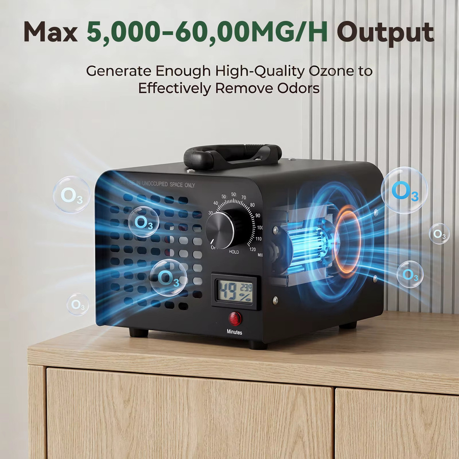 Podofo Ozongenerator Ozonmaschine in Schwarz mit 60000mg/h Ozonleistung und 120-Minuten-Timer für Heim und Gewerbe bis zu 300 m² - Bild 4
