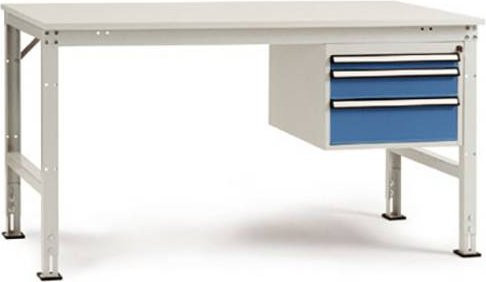 Manuflex AU5525.2001 Universal Standard Komplett-Arbeitstisch mit Multiplex-Platte, Höhe verstellbar, B/T/H: 150 x 80 x 76-87 cm - Bild 1