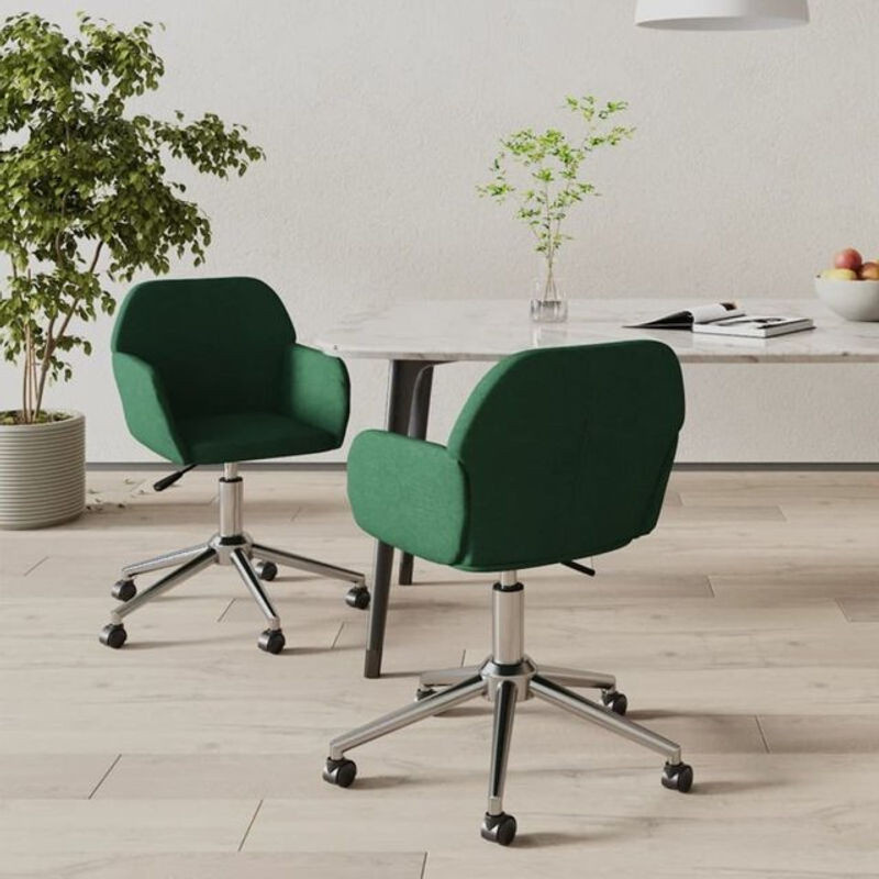 vidaxl Esszimmerstühle 2er Set Polsterstühle drehbar in Grün mit Stoff und Metallgestell - Bild 1