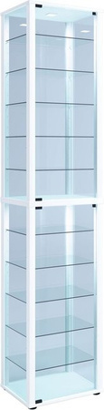 VCM Standvitrine Kavisa XXL in Weiß mit Glastüren aus ESG-Sicherheitsglas, B/T/H: 38 x 38 x 227 cm
