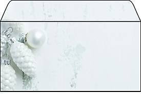 Sigel Weihnachtsumschläge Modern Christmas in Weiß und Silber, Format DIN Lang, gummiert, 50 Stück - Bild 1